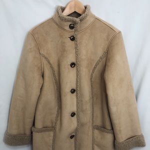 L.L. Bean | Faux Suede Camel Tan Sherpa Jacket